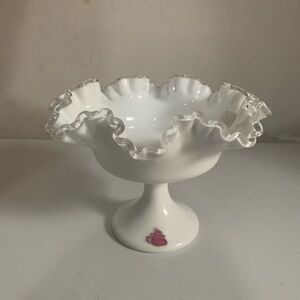 Fenton Silver Crest Compote Candy Dish Vintage 1970